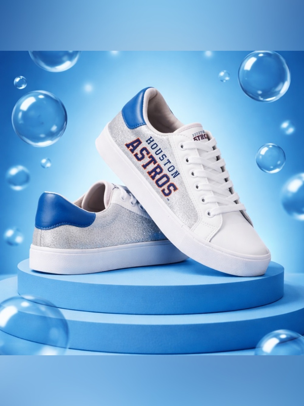 NWT FOCO MLB Women’s Houston Astros Glitter Logo Sneakers Tennis Shoes - Size 10